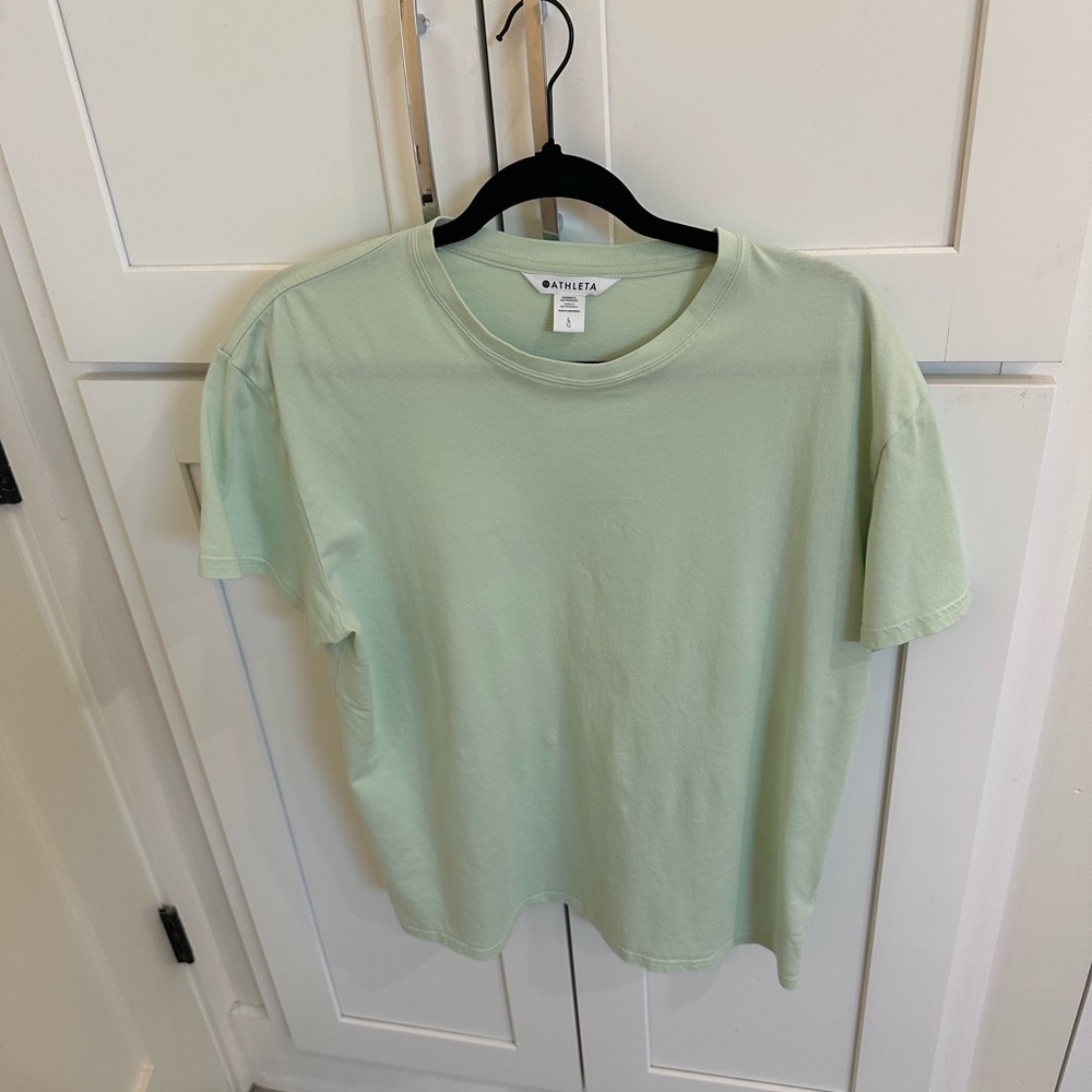 Athleta True Cotton Mint Tint Green Short Sleeve Tee Size Large